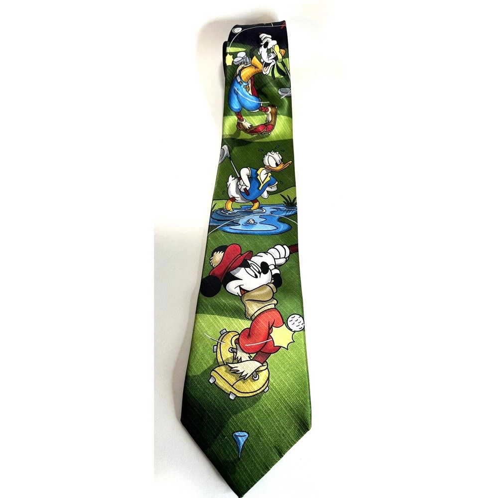 Neck Tie Mickey Mouse Donald Duck Goofy Golf Outing All Silk By Mickey Unlimited